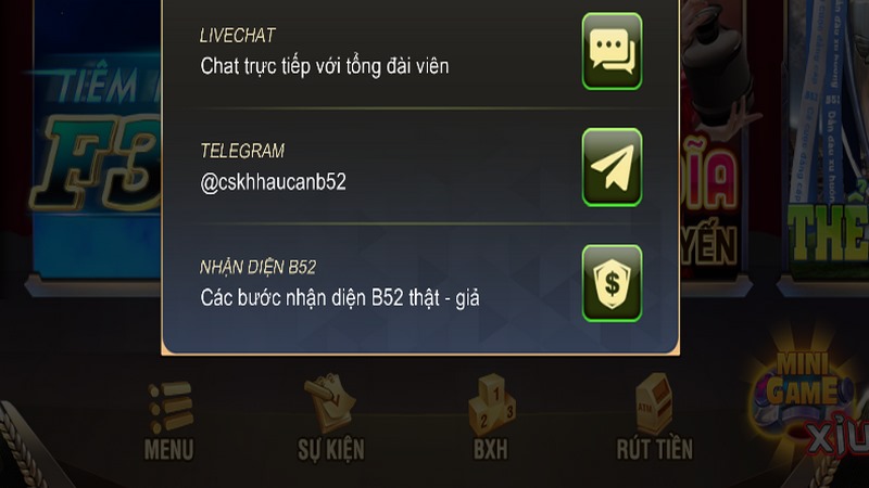 B52 club hỗ trợ kênh live chat là một tính năng không thể thiếu